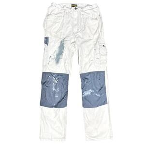 BLÅKLÄDER Heavy-Duty Painter Pants White/Gray w/ Paint & Dirt Marks Size 32x34